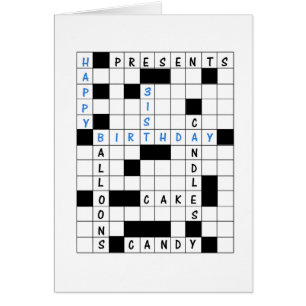 31a födelsedag, födelsedagskort för Crossword Puzz Hälsningskort
