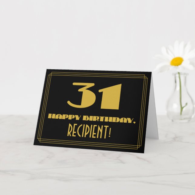 31a födelsedag: Namn + Art Deco Inspired Titta "31 Kort (Liten växt)