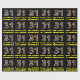 31a Födelsedag: Namn & Faux Wood Grain Mönster "31 Presentpapper