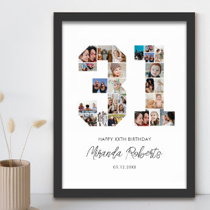 31a födelsedag nummer 31 Anpassningsbar Fotokollag Poster