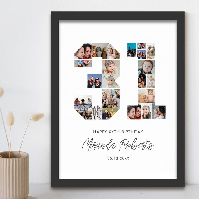 31a födelsedag nummer 31 Anpassningsbar Fotokollag Poster (Skapare uppladdad)