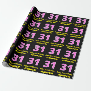 31a födelsedag: Rosa Rand och örter "31" + Namn Presentpapper