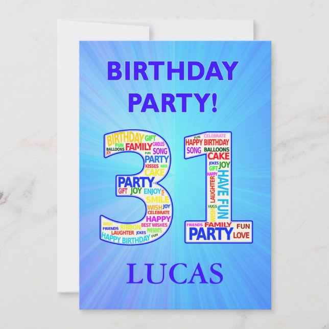 31a Födelsedagsfest inbjudan Lägg till Namn (Framsida)