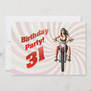 31a födelsedagsfest med en tjej på motorcykel inbjudningar