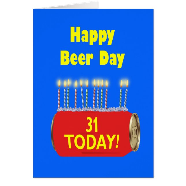 31a Lycklig Beer Day Birthday Hälsningskort (Framsidan)