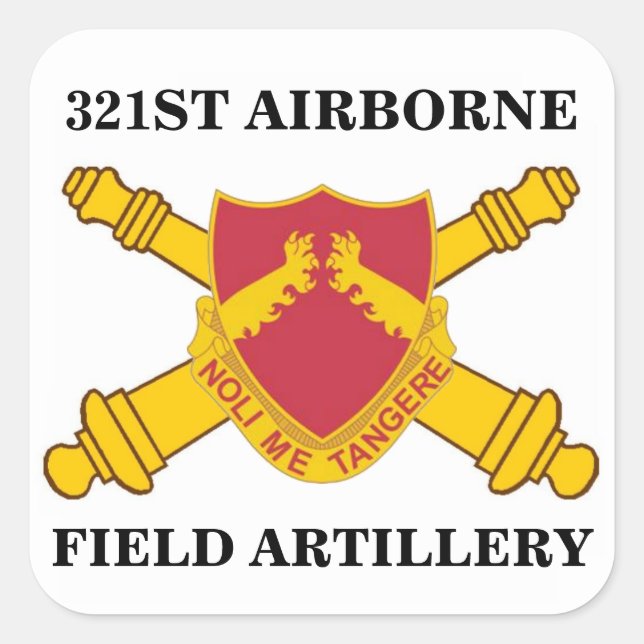 321ST LUFTBURNA FÄLTARTILLERIKLISTERMÄRKEAR FYRKANTIGT KLISTERMÄRKE (Framsida)