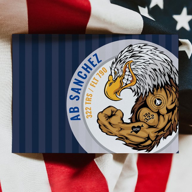 322 Eagles Air Force BMT Grundläggande militär utb Kort (322 TRS Eagles Air Force BMT Basic Military Training Mascot card, altitude You’ve Got This, USA Flag)