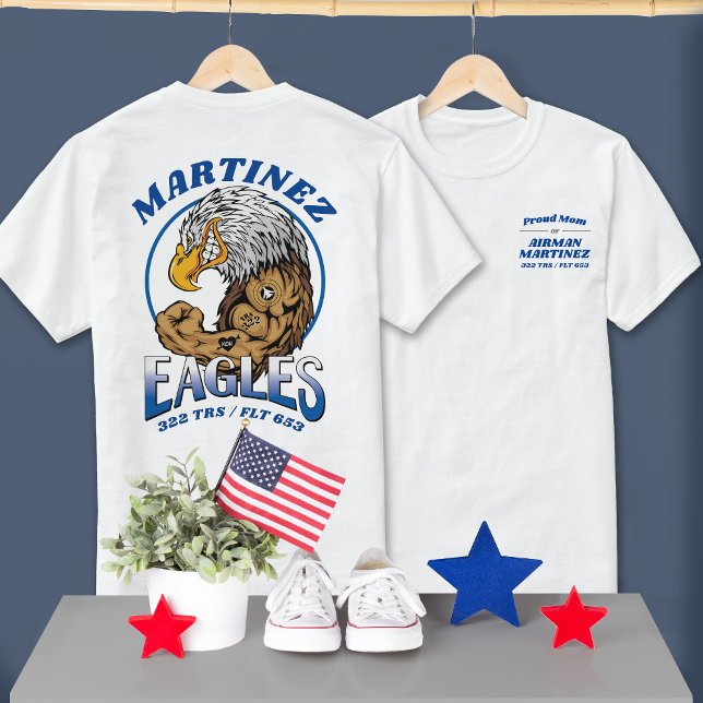322 Eagles Luft Force BMT Studenten LIGHT Färg T Shirt (Custom 321 TRS Eagles Mascot US Air Force Basic Training Graduation tees in white, proud mom & dad)