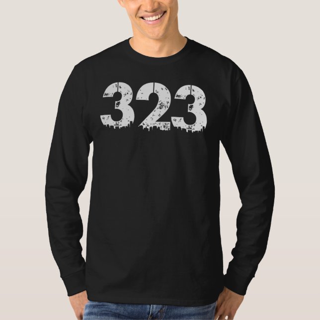 323 Områdeskod Los Angeles 323 T Shirt (Framsida)