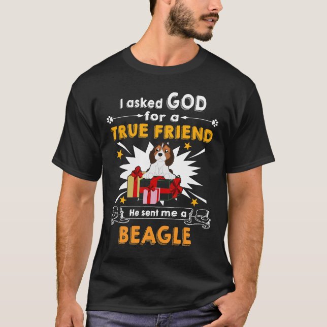 328 Råd Gud - sann vän - en beagle T Shirt (Framsida)