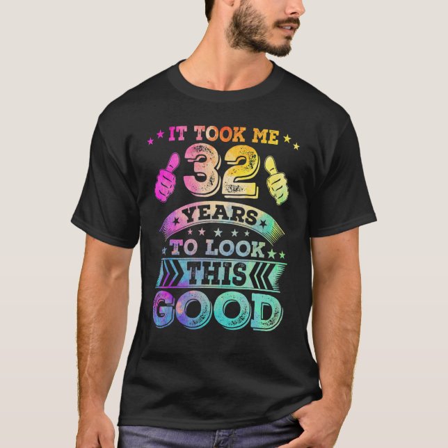 32 32 år gammal Lycklig 32:a födelsedagsutskrift T Shirt (Framsida)