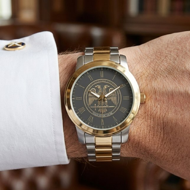 32/33:e skotska ritens dubbelhövdade örns frimurer armbandsur (32nd/33rd Scottish Double Headed Eagle Masonic Watch)