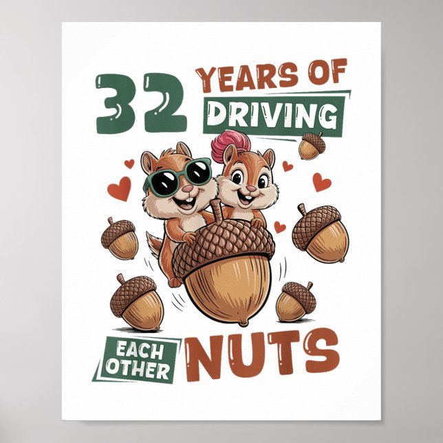 32:a Bröllop-årsdagen 32 år Parppelmatchning Poster (Framsidan)