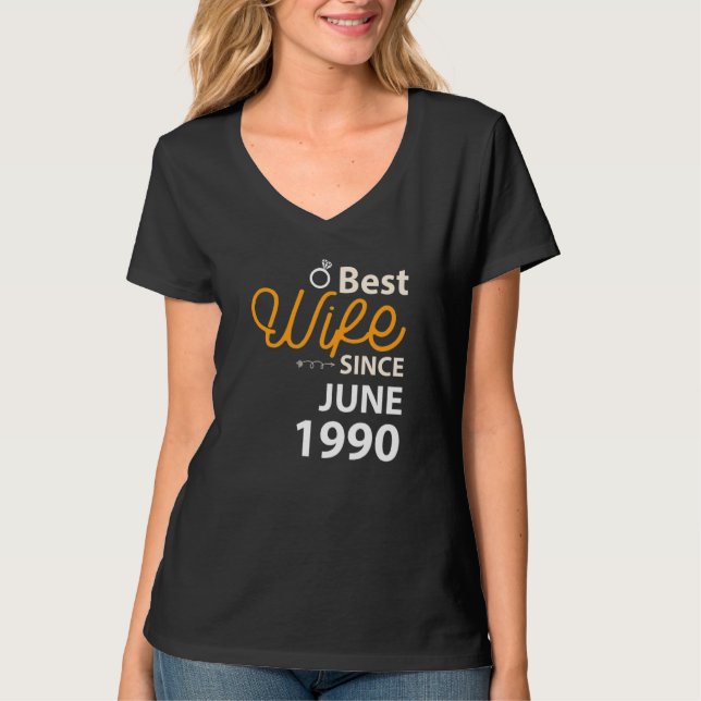 32:a Bröllop-årsdagen av bästa fru sedan juni 1990 T Shirt (Framsida)