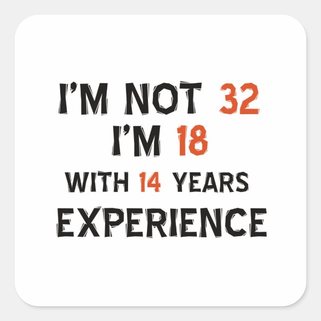 32:a födelsedag fyrkantigt klistermärke (Framsida)