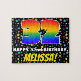 32:a födelsedag - Roligt, färgstark stjärna Fält M Pussel