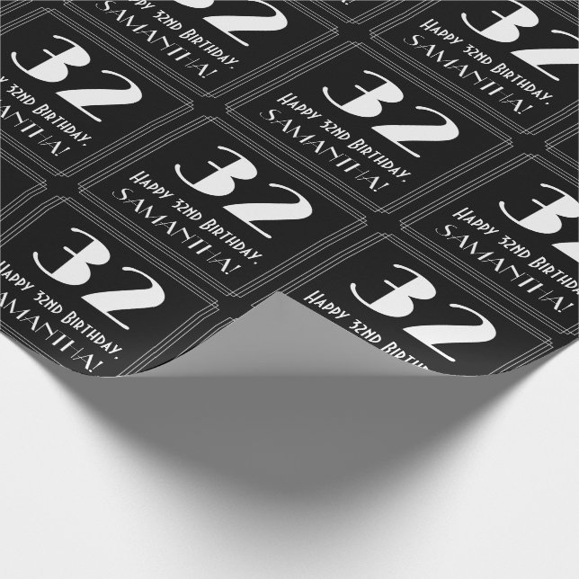 32:a födelsedagen - Art Deco Inspired Titta "32",  Presentpapper (Hörn)