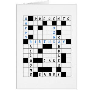 32:a födelsedagen, födelsedagskort för Crossword P Hälsningskort