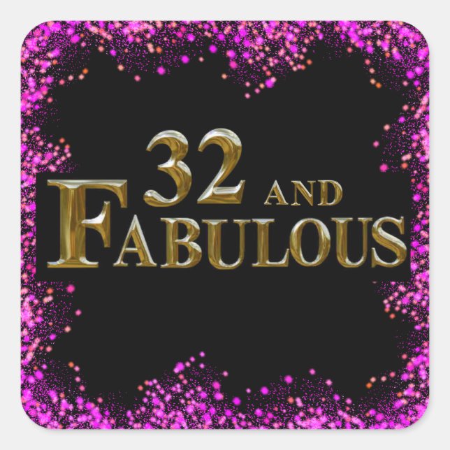32:a födelsedagen fyrkantigt klistermärke (Framsida)