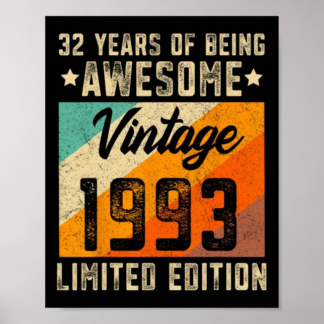 32:a födelsedagen Manar 32 år gamla kvinnor 1993 B Poster (Framsidan)