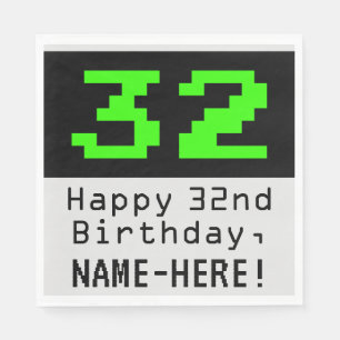 32:a födelsedagen - Nerdy/Geeky Stil "32" och Namn Pappersservett
