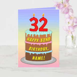 32:a födelsedagen - Roligt Cake & Candles, med ege Kort