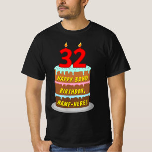 32:a födelsedagen - Roligt Cake & Candles, med ege T Shirt