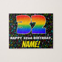 32:a födelsedagen - Roligt, färgstarka musiksymbol