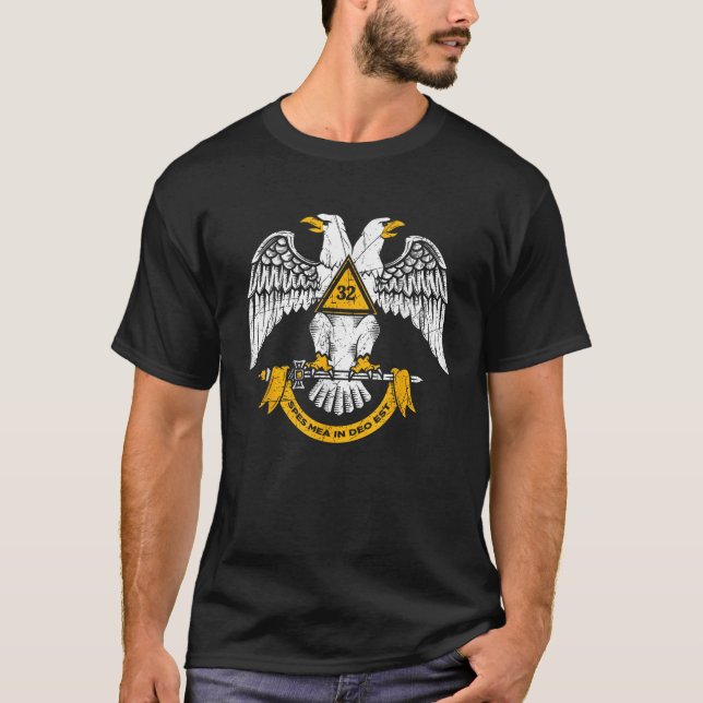 32:a graden Masonic Scottish Rite Vingar Down Fath T Shirt (Framsida)