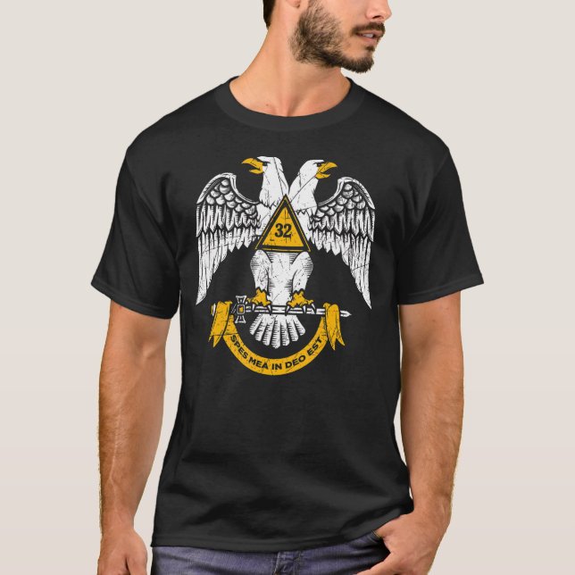 32:a graden Masonic Scottish Rite Vingar Down Fath T Shirt (Framsida)