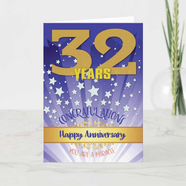 32 års återställningsårsdag, fet siffra kort (Framsida)