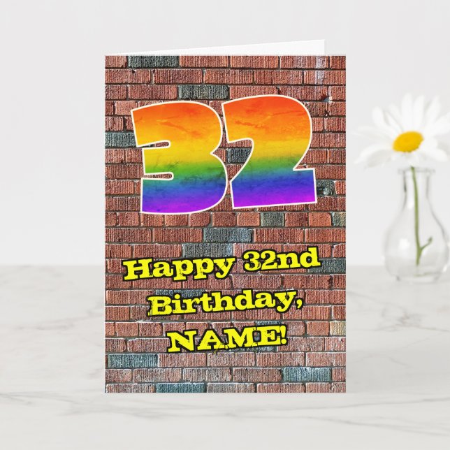 32-årsdag: Rolfig regnbåge inspirerad av graffiti  Kort (Liten växt)