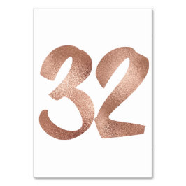 32 Bordsnummer Vit metallisk Rosa ros Guld