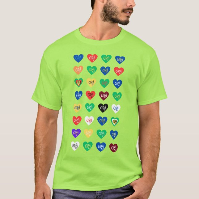 32 Counties of Grá (Love) - Irish County Colours T Shirt (Framsida)