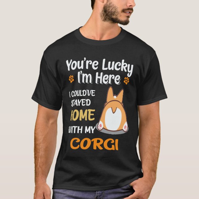 32 Du är Lucky Corgi T Shirt (Framsida)