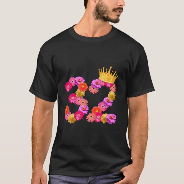 32 Flower Crown Its My 32Nd T Shirt (Framsida)