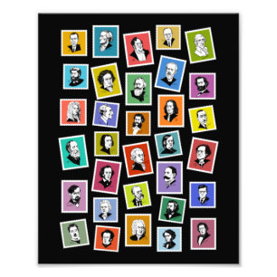 32 grafiskt porträtt för de underbarare kompositör fototryck