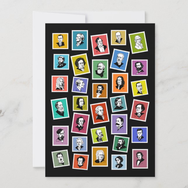32 grafiskt porträtt för de underbarare kompositör julkort (Framsida)