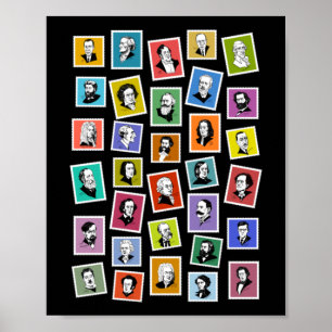 32 grafiskt porträtt för de underbarare kompositör poster