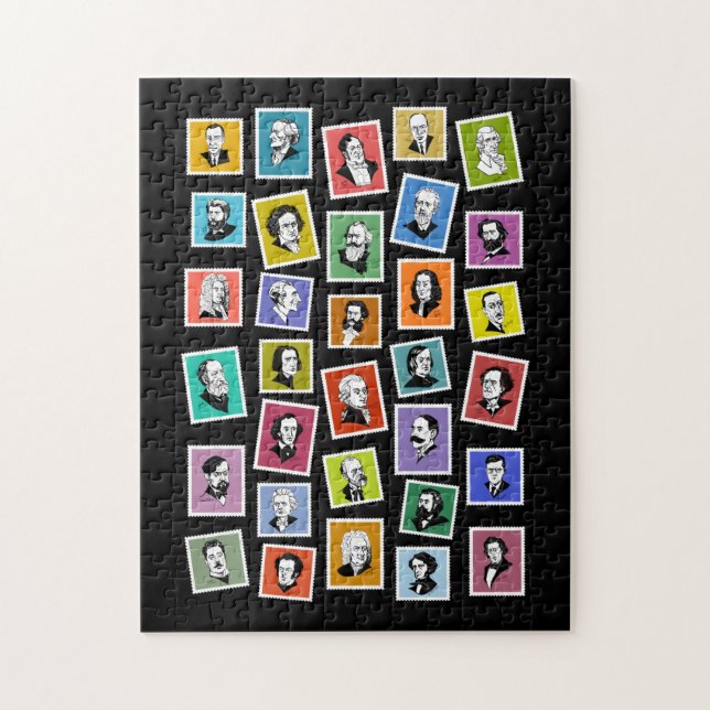 32 grafiskt porträtt för de underbarare kompositör pussel (Vertikal)