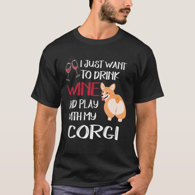 32 Jag vill bara dricka Vin T Shirt (Framsida)