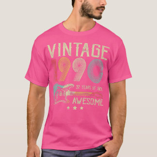 32nd Birthday Womens Mens Vintage Awesome 1990 Gui T Shirt