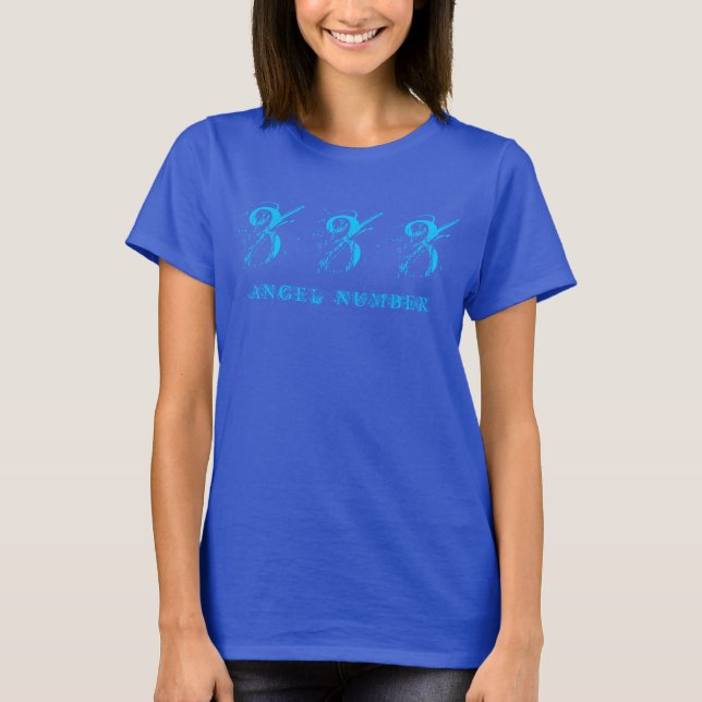 333 (ANGELNUMMER) Synkronicitet, blå - Tee Shirt (Framsida)