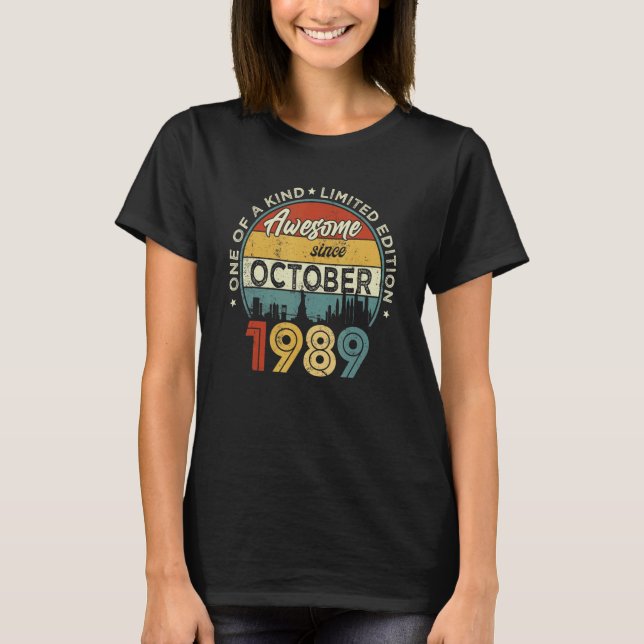 33 år gammal Fantastisk sedan oktober 1989 33:e få T Shirt (Framsida)