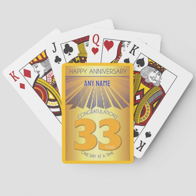 33 år | Golden Ray 12 stegs anpassat NAMN Casinokort (Baksidan)