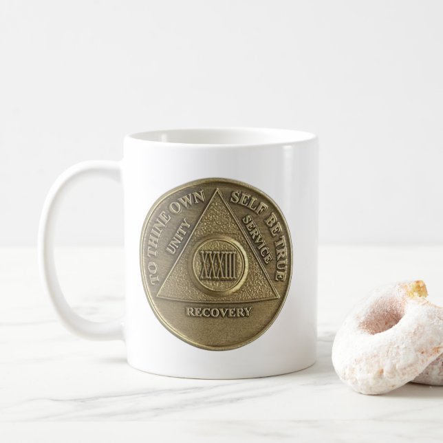 33 År Nyktra Medalj Mynt Glad årsdag Kaffemugg (Med munk)