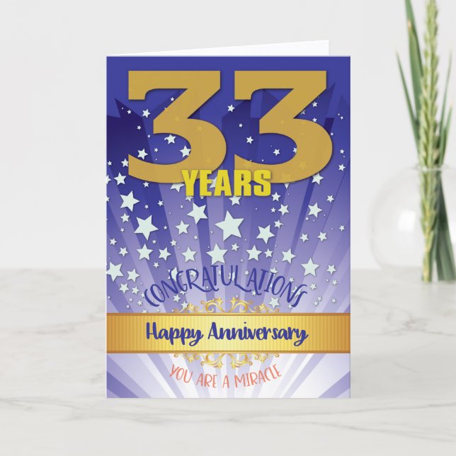 33 Års Återhämtningsjubileum Fetstilad Siffra Kort (Framsida)