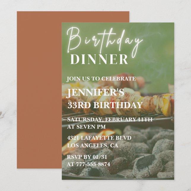 33-års födelsedagsinbjudningar Bakgårds grillfest Inbjudningar (Fram/baksida)