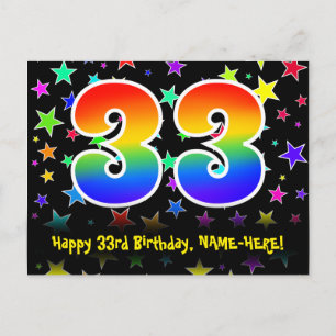 33-årsdag: Roliga stjärnor Mönster, Regnbåge 33, N Vykort