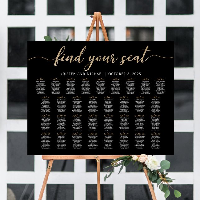 33 Bord Hitta din plats Svart sittplatsschema Poster (Skapare uppladdad)